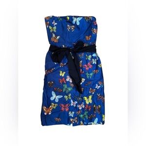 Anthropologie Nathalie Lete Strapless Butterfly Dress Size 6 Boho Chic Summer